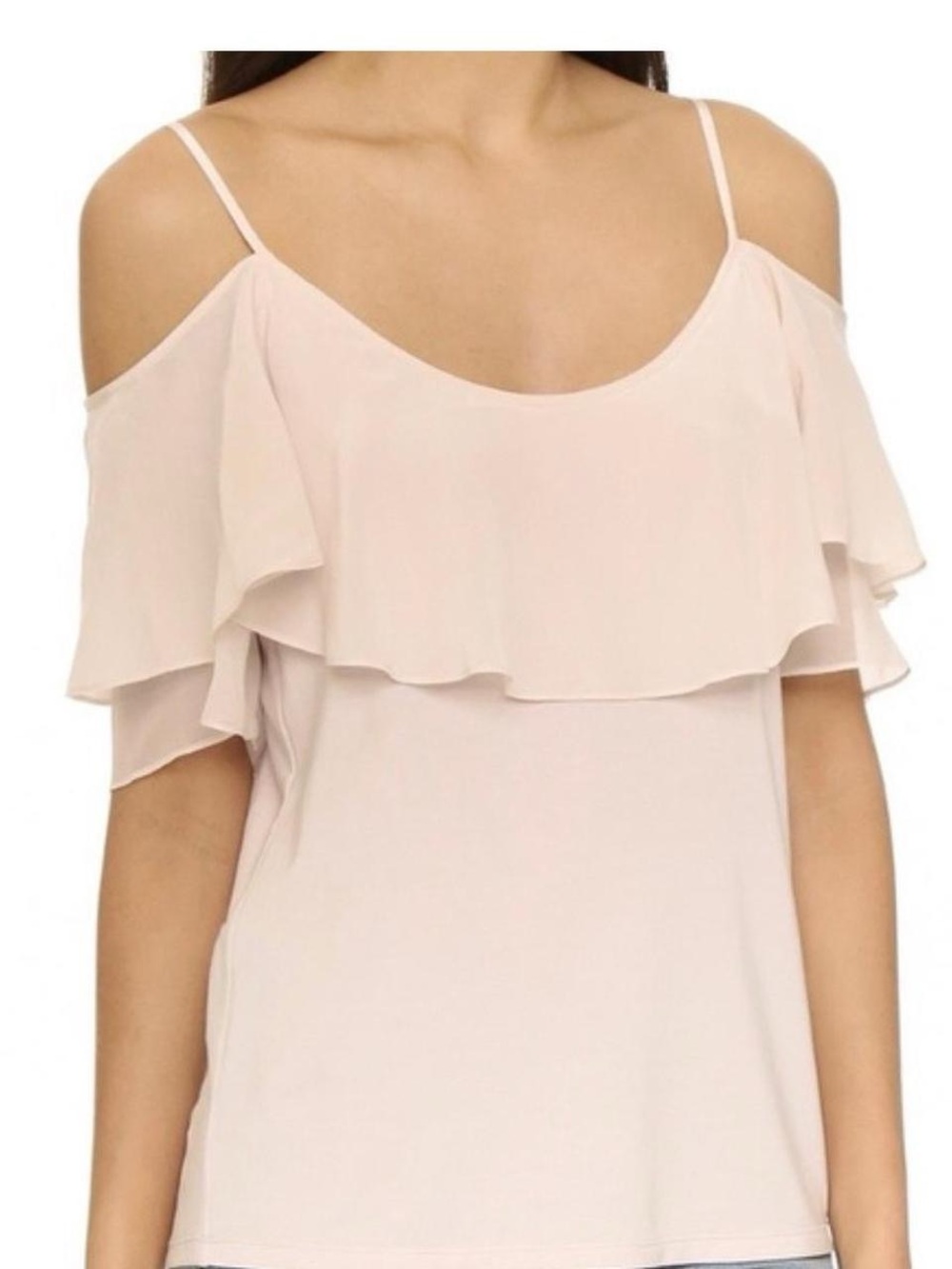 bobeau Blush Pink Cold-Shoulder Ruffle Camisole